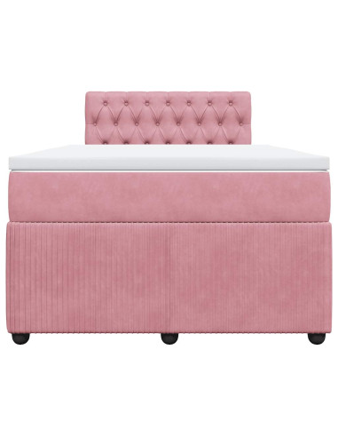 Giroletto a Molle con Materasso Rosa 120x200 cm in Velluto