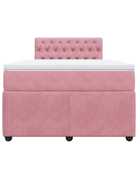 Giroletto a Molle con Materasso Rosa 120x200 cm in Velluto