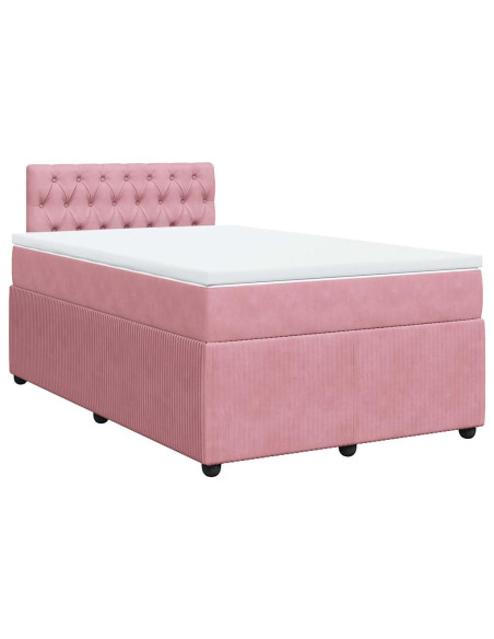 Giroletto a Molle con Materasso Rosa 120x200 cm in Velluto
