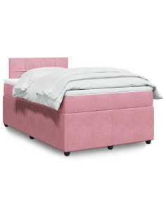 Giroletto a Molle con Materasso Rosa 120x200 cm in Velluto