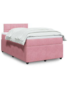 Giroletto a Molle con Materasso Rosa 120x200 cm in Velluto