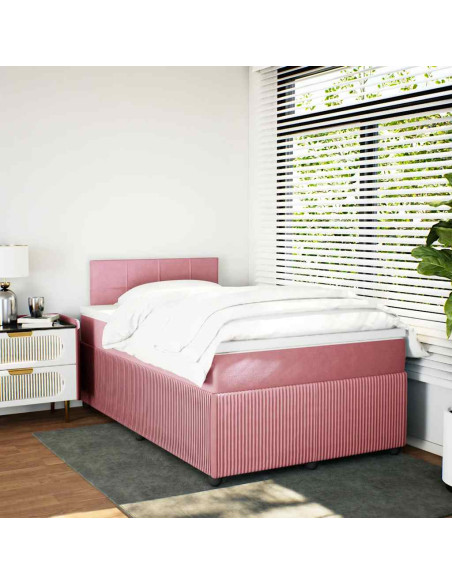 Giroletto a Molle con Materasso Rosa 120x200 cm in Velluto