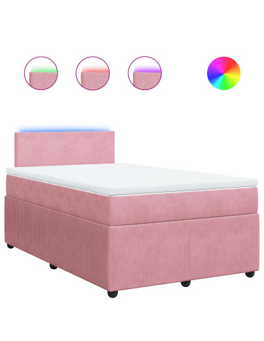 Giroletto a Molle con Materasso Rosa 120x200 cm in Velluto