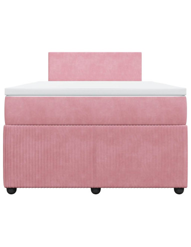 Giroletto a Molle con Materasso Rosa 120x200 cm in Velluto