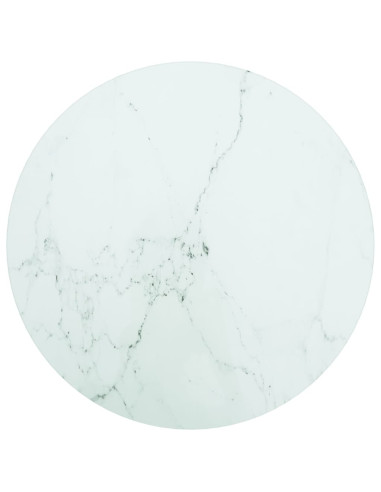 Piano per Tavolo Bianco Ø40x0,8 cm Vetro Temperato Design Marmo