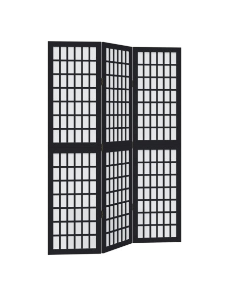 Divisorio Ambienti 3 Pannelli Nero Legno Massello di Paulownia