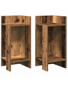 Tavolini Laterali 2 pz con Ripiano Legno Antico 25,5x27x60 cm