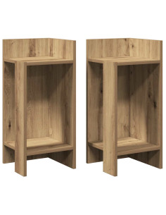 Tavolini Laterali 2pz con Ripiano Rovere Artigianale