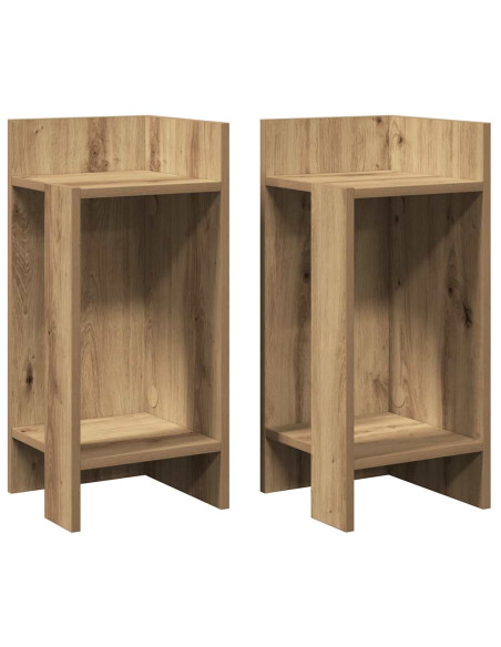 Tavolini Laterali 2pz con Ripiano Rovere Artigianale
