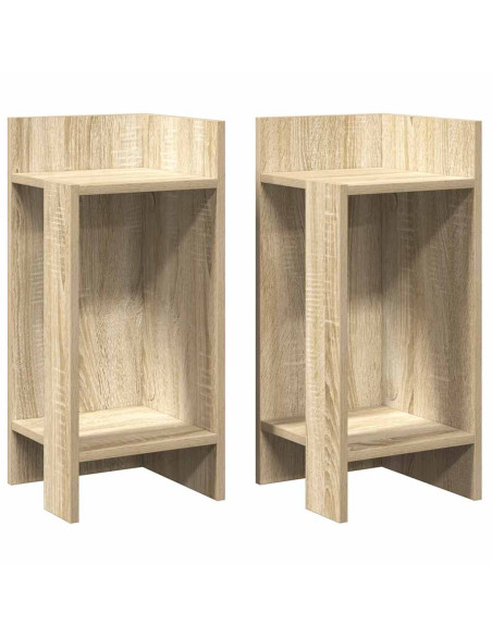 Tavolini Laterali 2pz con Ripiano Rovere Sonoma 25,5x27x60 cm