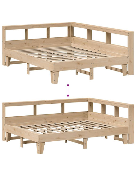 Letto Libreria senza Materasso 140x200 cm in Legno di Pino