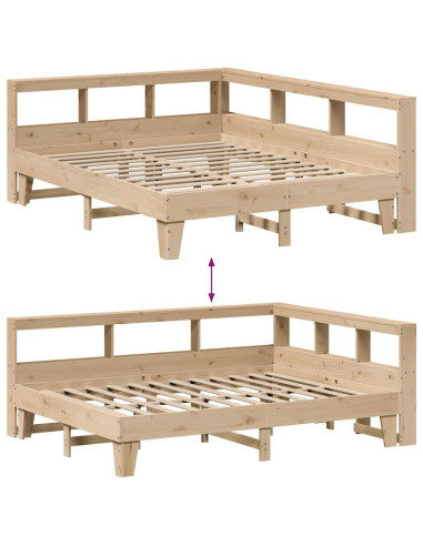 Letto Libreria senza Materasso 150x200 cm in Legno di Pino