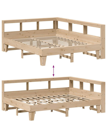 Letto Libreria senza Materasso 150x200 cm in Legno di Pino