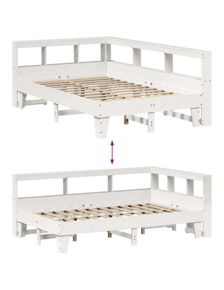 Letto Libreria senza Materasso Bianco 120x200 cm Legno di Pino