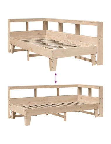 Giroletto con Libreria senza Materasso 75x190 cm in Legno Pino