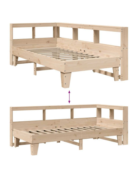 Giroletto con Libreria senza Materasso 75x190 cm in Legno Pino