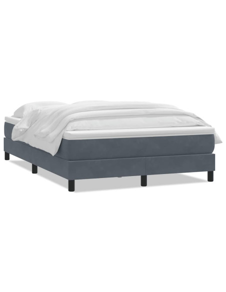 Giroletto a Molle con Materasso Grigio Scuro 140x220 cm Velluto