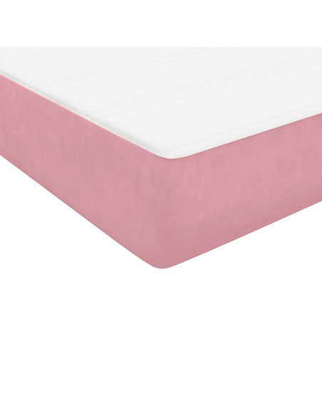 Letto a Molle con Materasso e LED Rosa 160x220 cm in Velluto