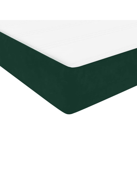 Letto a Molle con Materasso e LED Verde Scuro 160x210 cm Velluto