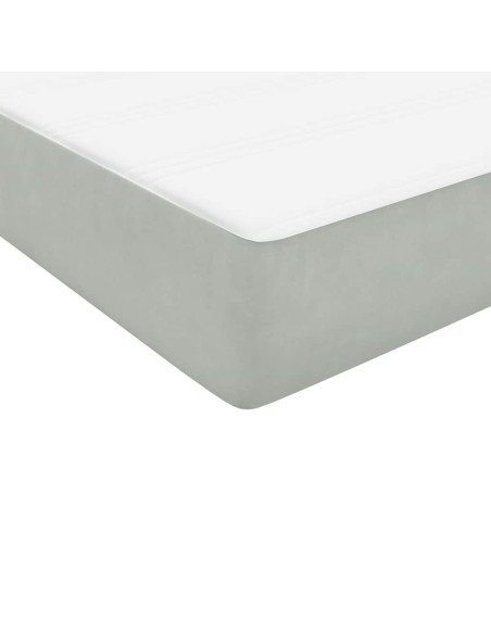 Letto a Molle con Materasso e LED Grigio Chiaro 140x210cm Velluto