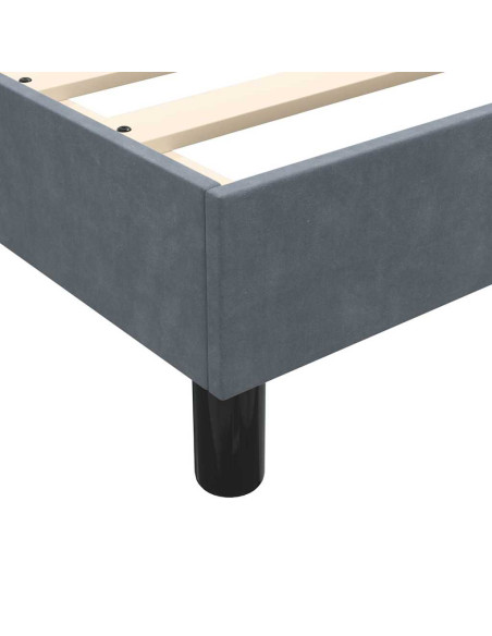 Giroletto a Molle con Materasso Grigio Scuro 140x220 cm Velluto