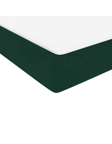 Letto a Molle con Materasso e LED Verde Scuro 90x210 cm Velluto
