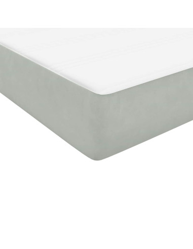 Letto a Molle con Materasso e LED Grigio Chiaro 80x210 cm Velluto