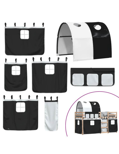 Letto a Castello senza Materasso Bianco e Nero 90x190cm in Pino