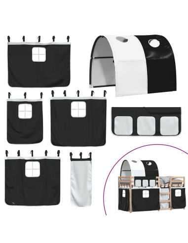 Letto a Castello senza Materasso Bianco e Nero 90x200cm in Pino