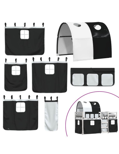 Letto a Castello senza Materasso Bianco e Nero 90x200cm in Pino