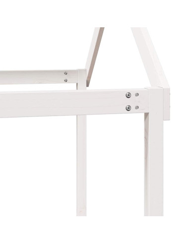 Letto a Castello con Tetto Bianco 90x200 cm in Legno di Pino