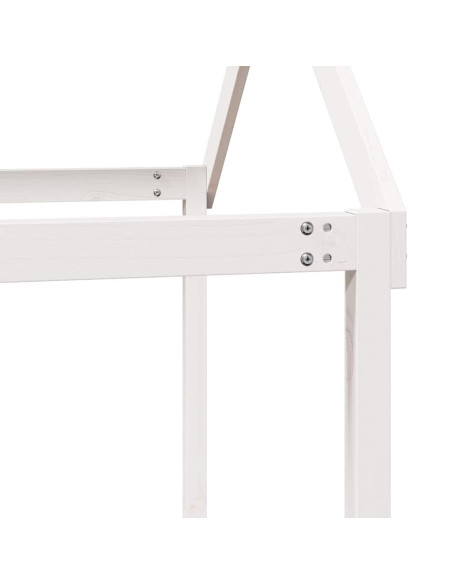 Letto a Castello con Tetto Bianco 90x200 cm in Legno di Pino