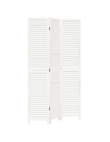 Divisorio Ambienti 3Pannelli Bianco Legno Massello di Paulownia