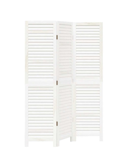 Divisorio Ambienti 3Pannelli Bianco Legno Massello di Paulownia