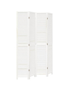 Divisorio Ambienti 4Pannelli Bianco Legno Massello di Paulownia