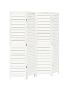 Divisorio Ambienti 4Pannelli Bianco Legno Massello di Paulownia