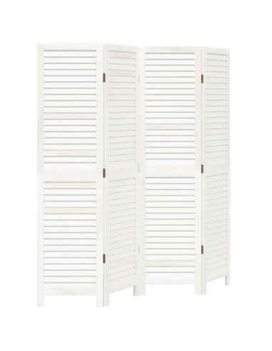 Divisorio Ambienti 4Pannelli Bianco Legno Massello di Paulownia