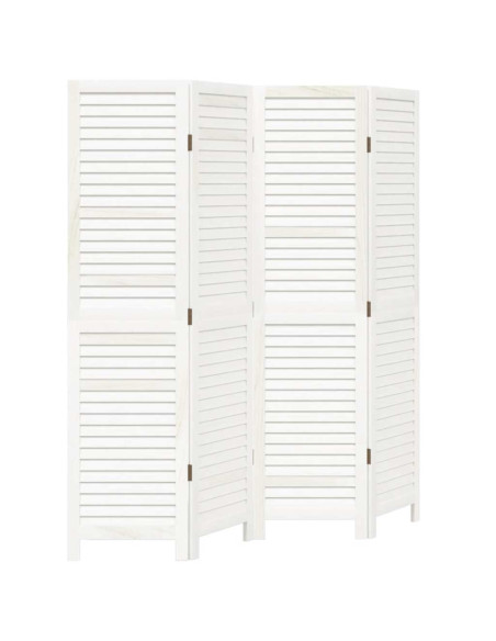 Divisorio Ambienti 4Pannelli Bianco Legno Massello di Paulownia