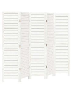 Divisorio Ambienti 5Pannelli Bianco Legno Massello di Paulownia