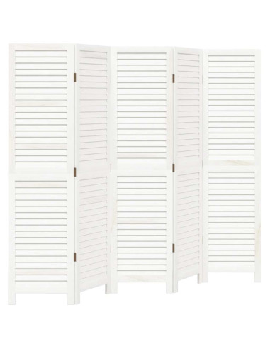 Divisorio Ambienti 5Pannelli Bianco Legno Massello di Paulownia