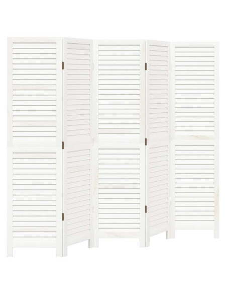 Divisorio Ambienti 5Pannelli Bianco Legno Massello di Paulownia