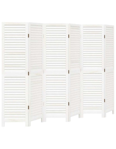 Divisorio Ambienti 6Pannelli Bianco Legno Massello di Paulownia