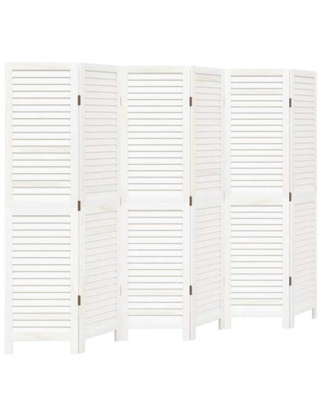 Divisorio Ambienti 6Pannelli Bianco Legno Massello di Paulownia