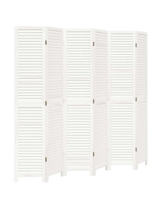 Divisorio Ambienti 6Pannelli Bianco Legno Massello di Paulownia