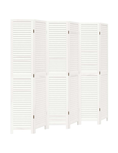 Divisorio Ambienti 6Pannelli Bianco Legno Massello di Paulownia