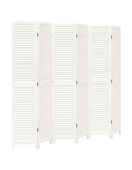 Divisorio Ambienti 6Pannelli Bianco Legno Massello di Paulownia