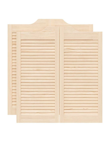 Porte a Battente 2-Paio Design a Lamelle 90x80 cm Legno di Pino
