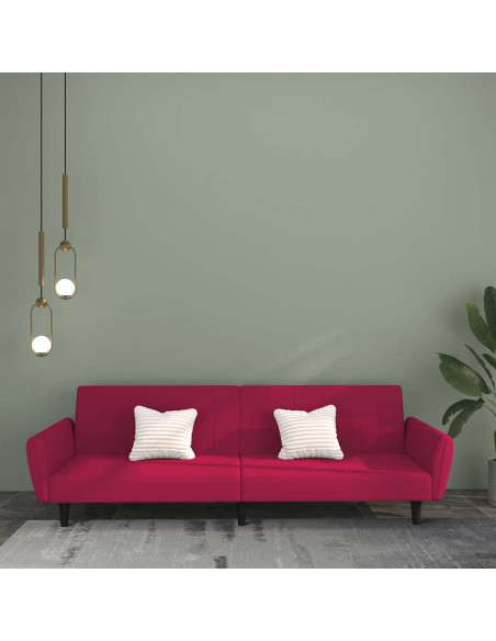 Divano Letto a 2 Posti Rosso Vino in Velluto