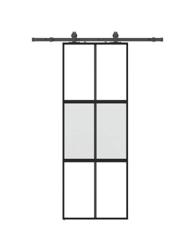 Porta Scorrevole Set Ferramenta Nera 76x205 cm Vetro Temperato