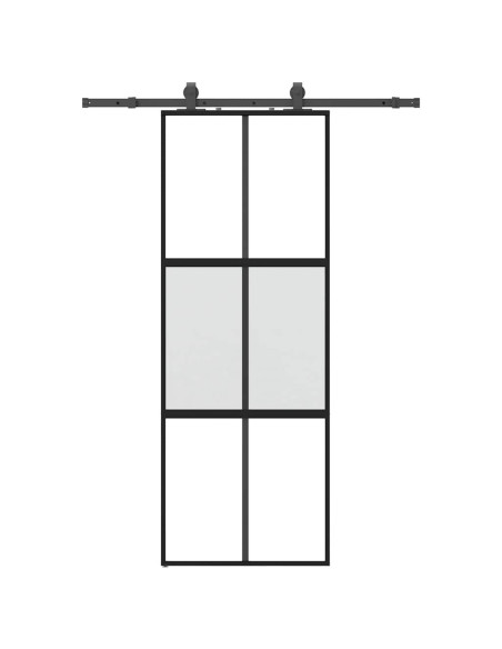Porta Scorrevole Set Ferramenta Nera 76x205 cm Vetro Temperato